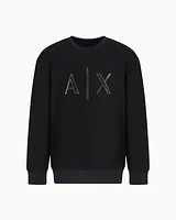 Armani Exchange - Crewneck sweatshirt with gold rhinestone logo, Man, Black, Size: