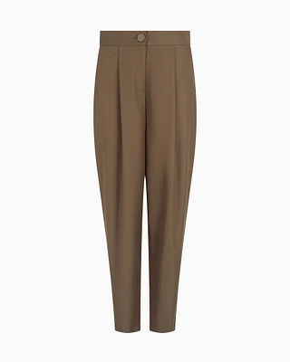 Armani Exchange - Twill pleated trousers, Woman, Brown, Size: