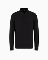 Armani Exchange - Slim fit polo shirt in stretch cotton with long sleeves, Man, Black, Size: M