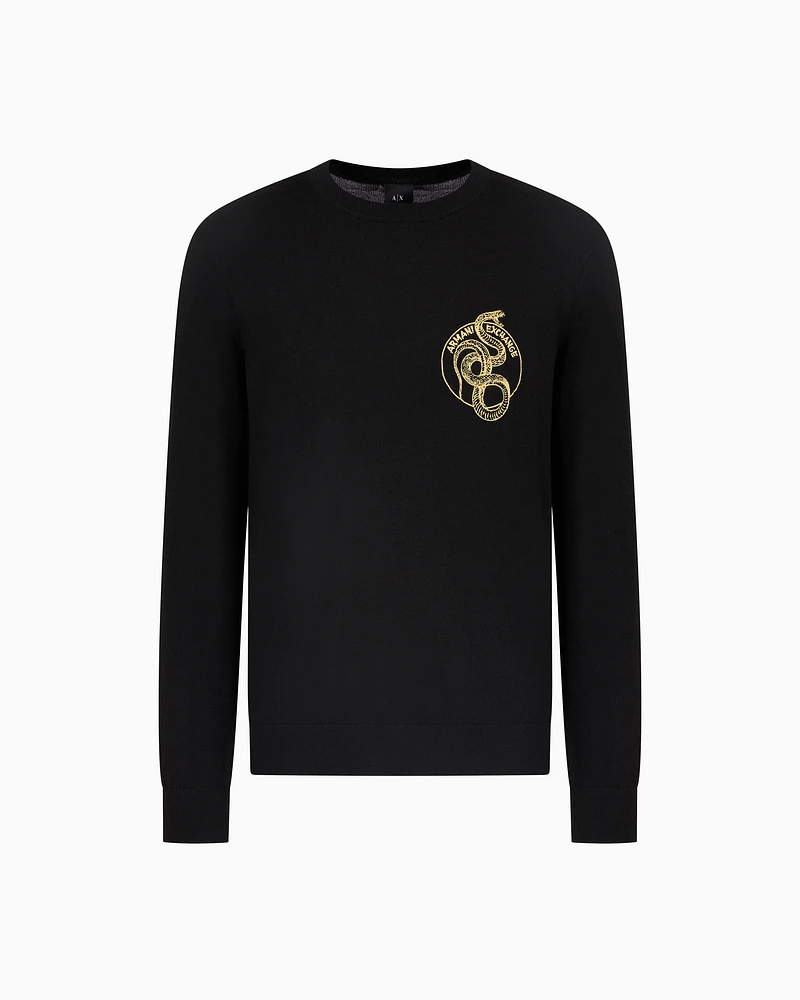 Armani Exchange - Crewneck Sweater, Man, Black, Size: