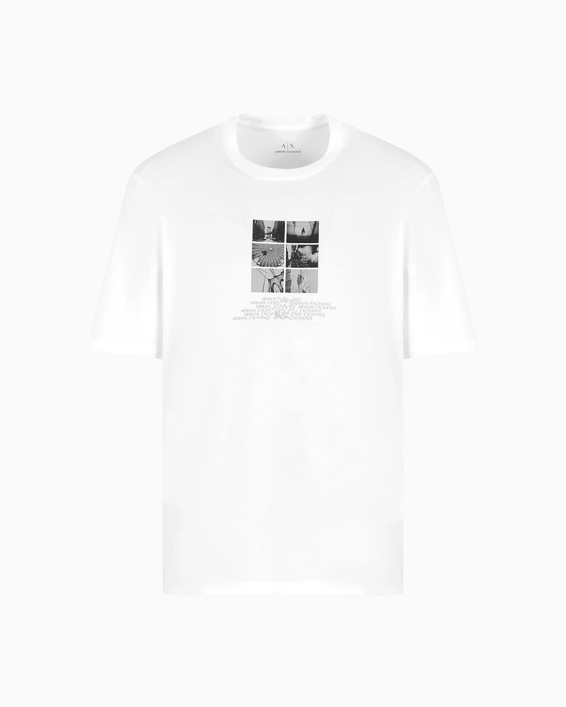 Armani Exchange - Regular fit T-shirt with photo print, Man, White, Size: