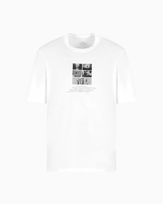 Armani Exchange - Regular fit T-shirt with photo print, Man, White, Size: