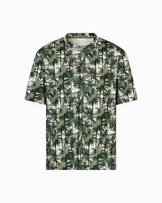 Armani Exchange - Regular fit palm tree patterned t-shirt, Man, Green, Size: