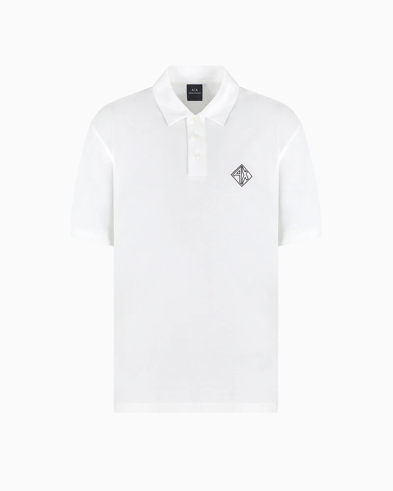 Armani Exchange - Regular fit cotton polo with logo, Man, White, Size: