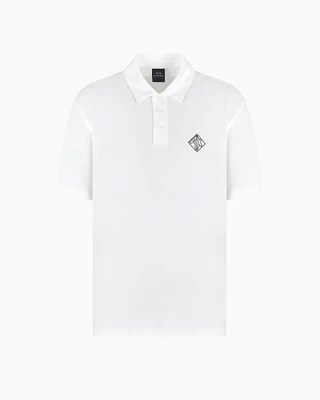 Armani Exchange - Regular fit cotton polo with logo, Man, White, Size: