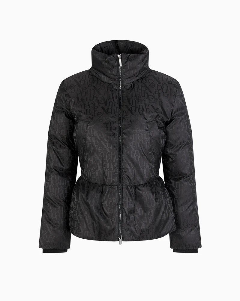 Armani Exchange - Nylon jacquard jacket with logo, Woman, Black, Size: