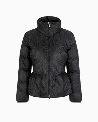 Armani Exchange - Nylon jacquard jacket with logo, Woman, Black, Size:
