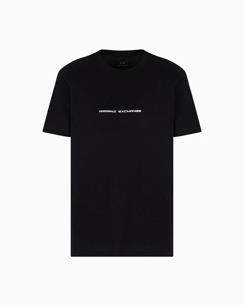 Armani Exchange - Regular fit T-shirt with embossed logo, Man, Black, Size:
