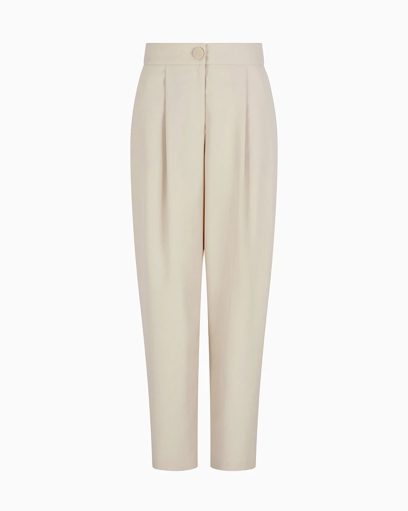 Armani Exchange - Twill pleated trousers, Woman, Beige, Size: