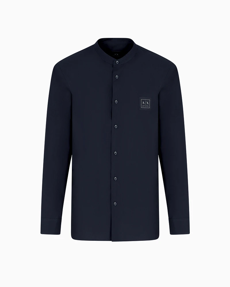 Armani Exchange - Regular fit poplin shirt with logo patch, Man, Navy Blue, Size: S