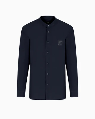 Armani Exchange - Regular fit poplin shirt with logo patch, Man, Navy Blue, Size: S