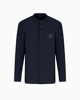 Armani Exchange - Regular fit poplin shirt with logo patch, Man, Navy Blue, Size: S