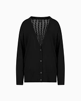 Armani Exchange - Wool blend cardigan with braids, Woman, Black, Size: