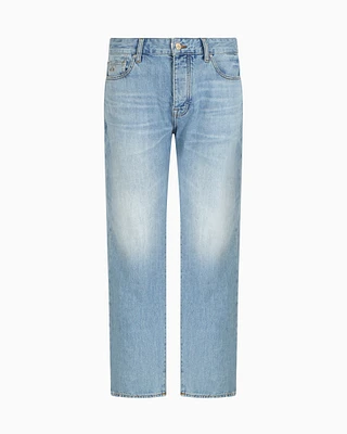Armani Exchange - J71 carrot fit jeans stone washed cotton denim, Man, Blue, Size: