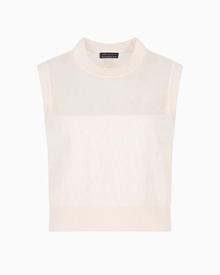 Armani Exchange - Openwork knit top, Woman, White, Size: