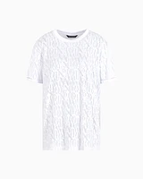 Armani Exchange -  Relaxed fit T-shirt flamed fabric with logo, Woman, White, Size: