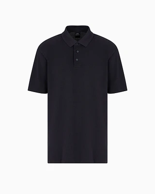 Armani Exchange - Used effect cotton piquet polo, Man, Navy_blue, Size: