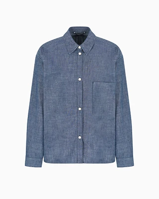 Armani Exchange - Cotton chambray shirt, Woman, Blue, Size: