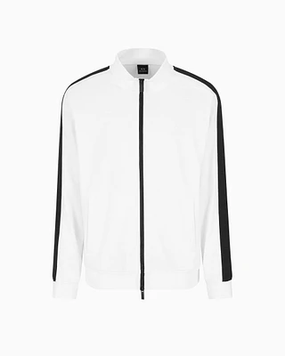 Armani Exchange -  Full zip sweatshirt with logo bands, Man, White, Size: