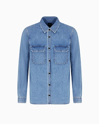 Armani Exchange - Regular fit denim shirt, Man, Blue, Size: