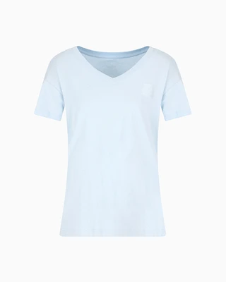 Armani Exchange - Relaxed Fit T-Shirts, Woman, Light Blue, Size: