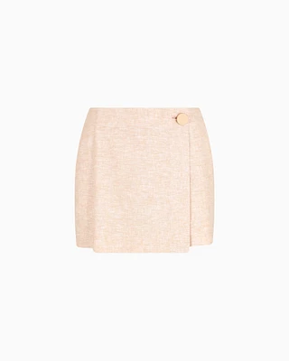 Armani Exchange - Cotton and linen wrap shorts, Woman, Pink, Size: