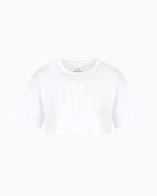 Armani Exchange - Lost sounds cropped t-shirt, Woman, White, Size: