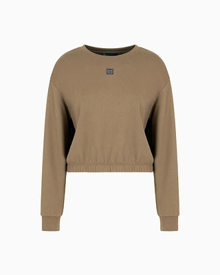 Armani Exchange - ASV Organic Cotton Blend Cropped Sweatshirt, Woman, Brown, Size: