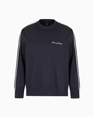Armani Exchange - Logo Signature Crewneck Sweatshirt, Man, Navy Blue, Size: