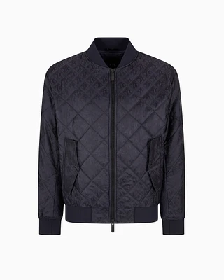 Armani Exchange - Quilted jacket with tone-on-tone logo, Man, Navy Blue, Size: