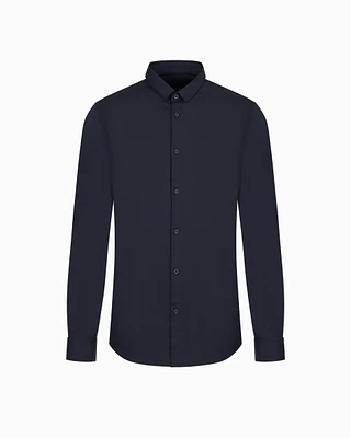 Armani Exchange - Regular fit shirt ultra stretch fabric, Man, Navy Blue, Size: