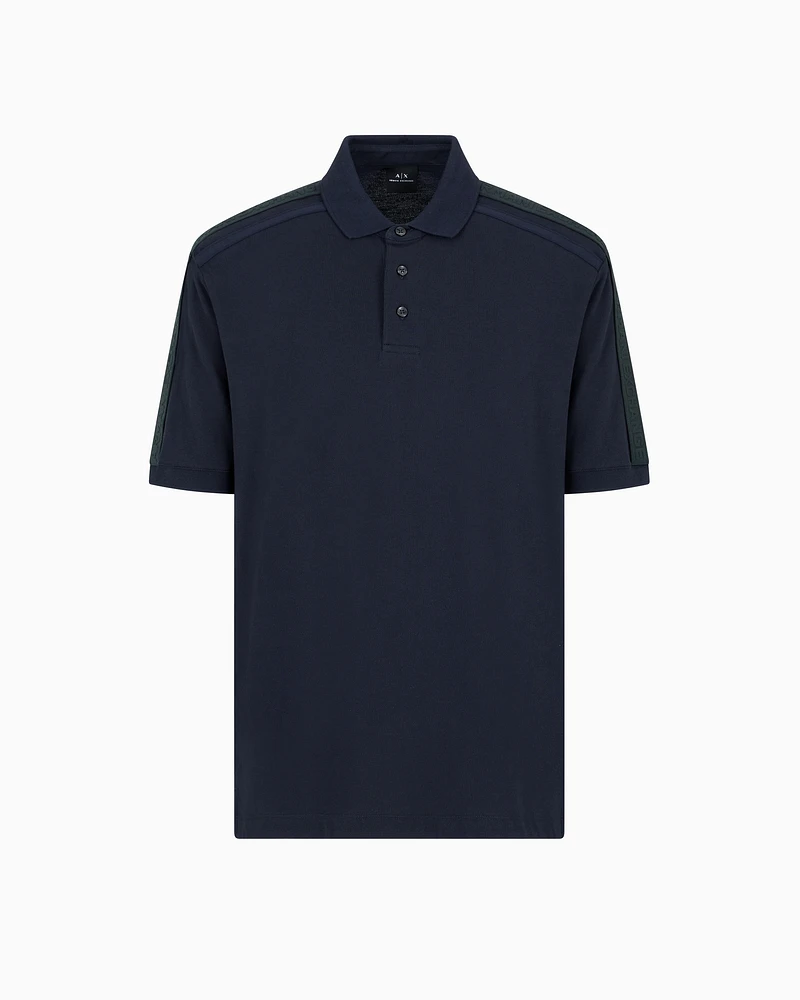Armani Exchange - Regular fit piquet polo with shoulder bands, Man, Navy Blue, Size: