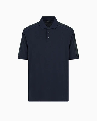 Armani Exchange - Regular fit piquet polo with shoulder bands, Man, Navy Blue, Size: