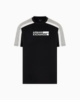 Armani Exchange - Short-sleeved sweatshirt with contrasting stripes, Man, Black, Size:
