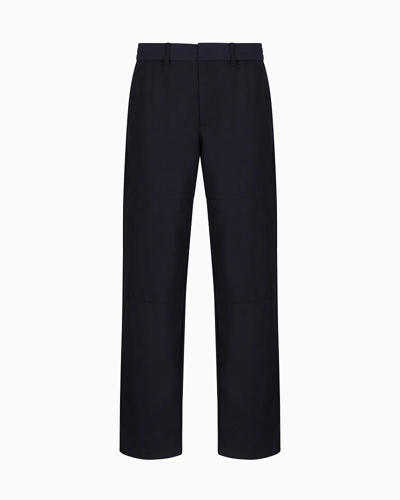 Armani Exchange - Rayon wide leg trousers with stitching details, Man, Navy Blue, Size: