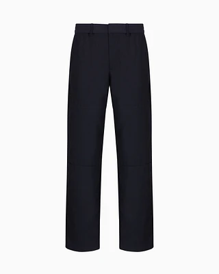 Armani Exchange - Rayon wide leg trousers with stitching details, Man, Navy Blue, Size: