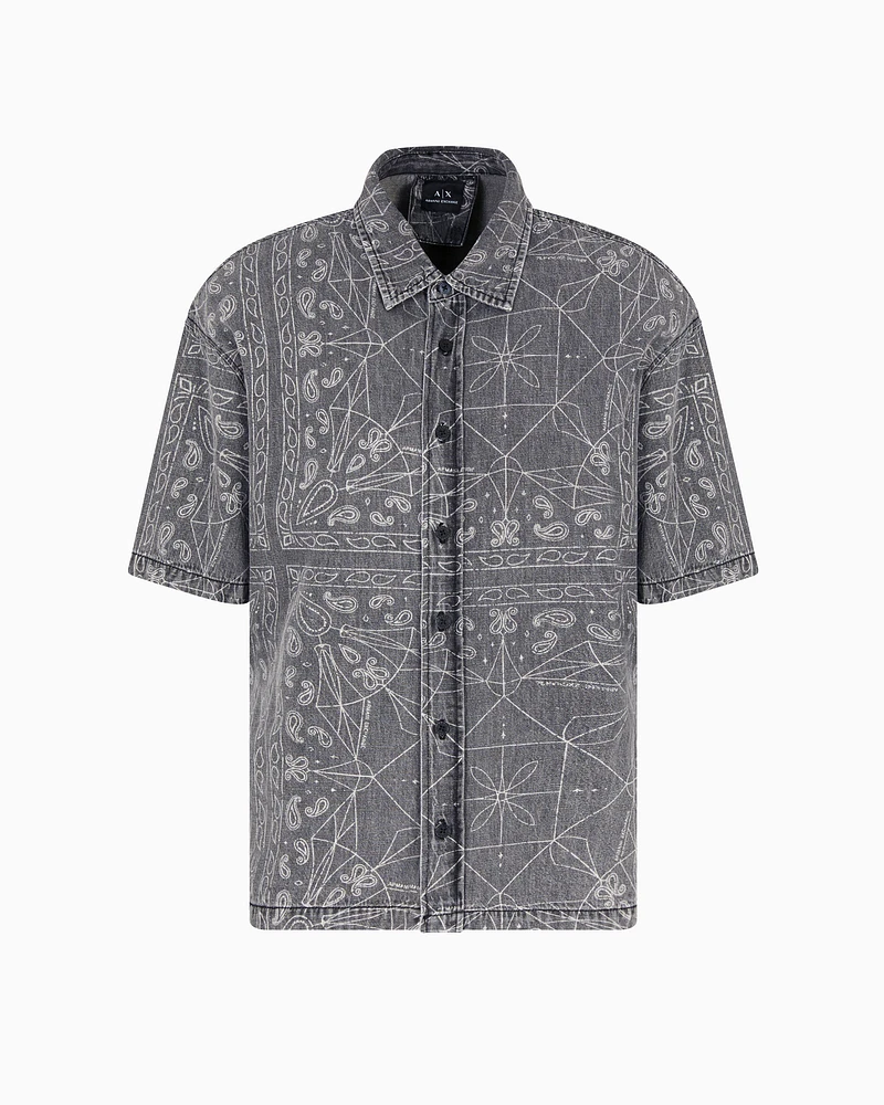 Armani Exchange - Regular fit shirt with kaleidoscope print, Man, Black, Size: