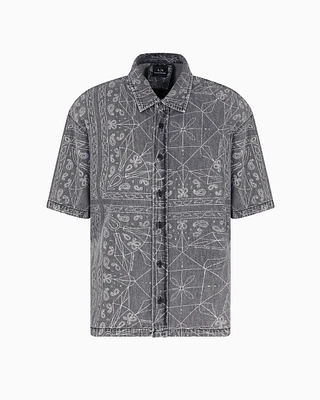 Armani Exchange - Regular fit shirt with kaleidoscope print, Man, Black, Size: