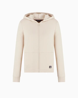 Armani Exchange - ASV Organic Cotton Blend Zip-Up Hoodie, Woman, Beige, Size: