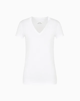 Armani Exchange - Slim fit T-shirt pima cotton jersey, Woman, White, Size:
