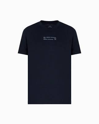 Armani Exchange - Regular fit T-shirt with logo lettering, Man, Navy Blue, Size: