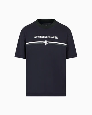Armani Exchange - Regular fit T-shirt with logo print, Man, Navy Blue, Size:
