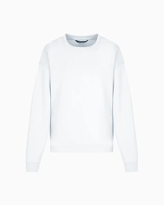 Armani Exchange - Basic crewneck sweatshirt, Woman, Light Blue, Size: