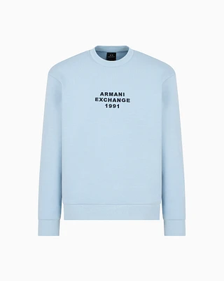 Armani Exchange - Crewneck sweatshirt bonded stretch fabric, Man, Light Blue, Size: