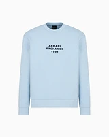 Armani Exchange - Crewneck sweatshirt bonded stretch fabric, Man, Light Blue, Size: