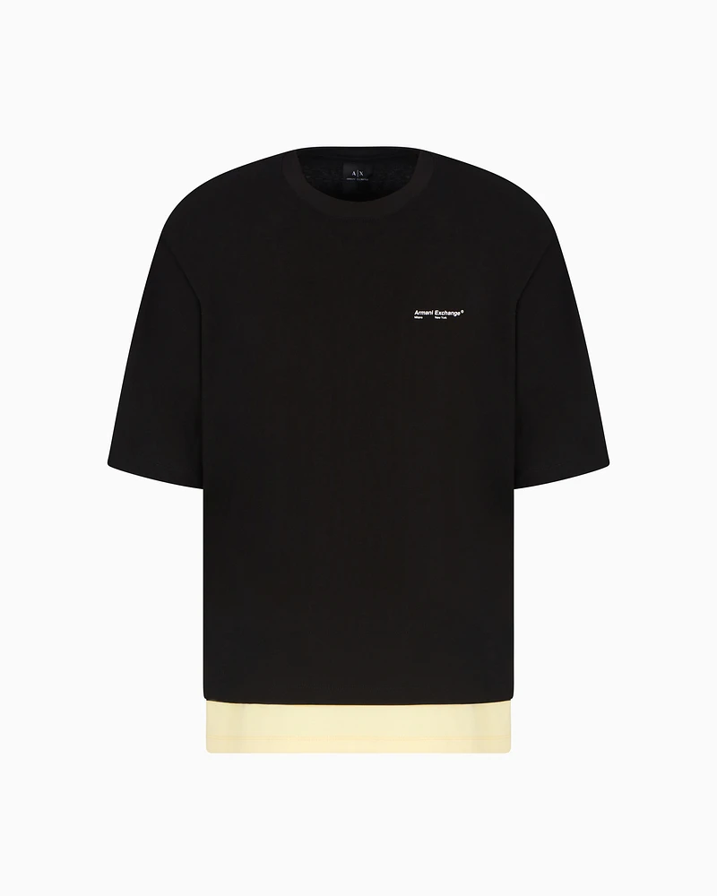 Armani Exchange - Double effect short-sleeved sweatshirt, Man, Black, Size: