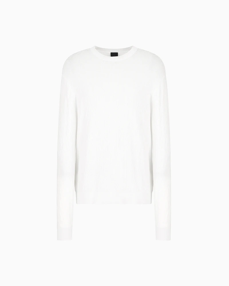 Armani Exchange - ASV Tone-on-tone Logo Crewneck Sweater, Man, White, Size: