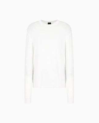 Armani Exchange - ASV Tone-on-tone Logo Crewneck Sweater, Man, White, Size: