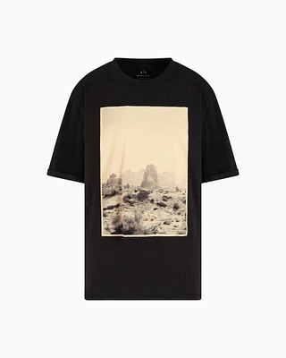Armani Exchange - Relaxed fit T-shirt with maxi print, Woman, Black, Size: