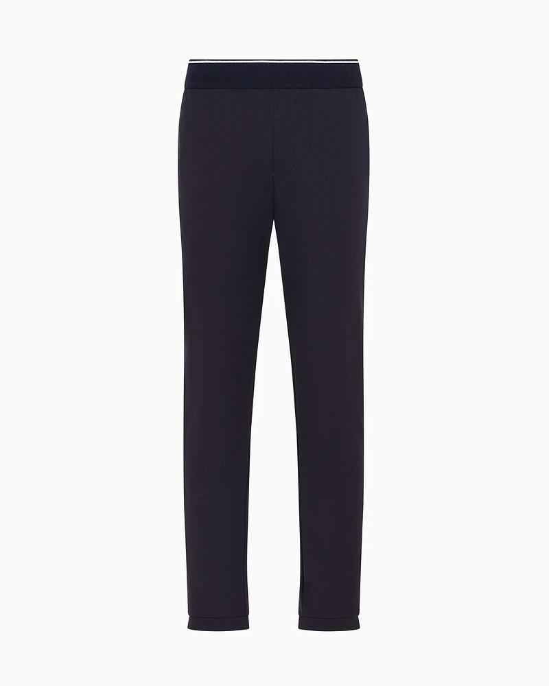 Armani Exchange - Soft yarn jogger pants with logo, Man, Navy_blue, Size: